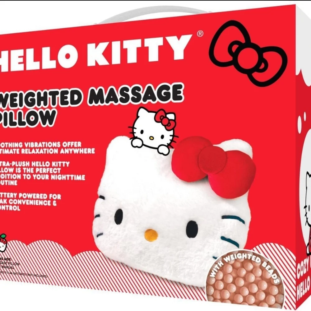 Hello Kitty Weighted Vibrating Massage Pillow White with Red Bow
